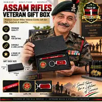 Assam Rifles Veteran Gift Box | Premium Pen, Keychain & Veteran Lapel Pin | Red & Silver Gift Set