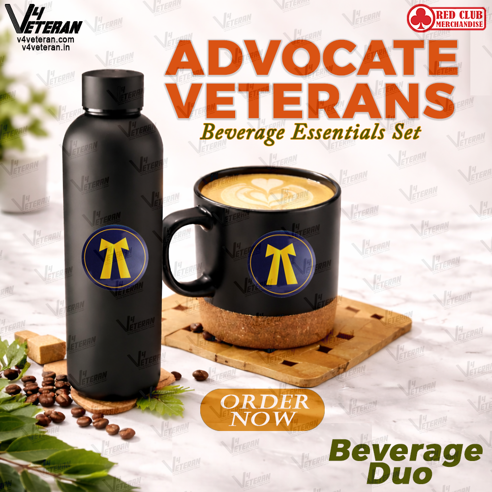 Advocate Veterans-Matte Black Bottle & Cork-Base Mug Set
