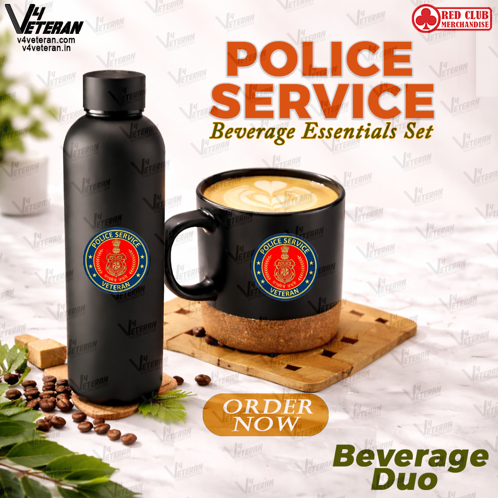 Police Service Veterans-Matte Black Bottle & Cork-Base Mug Set