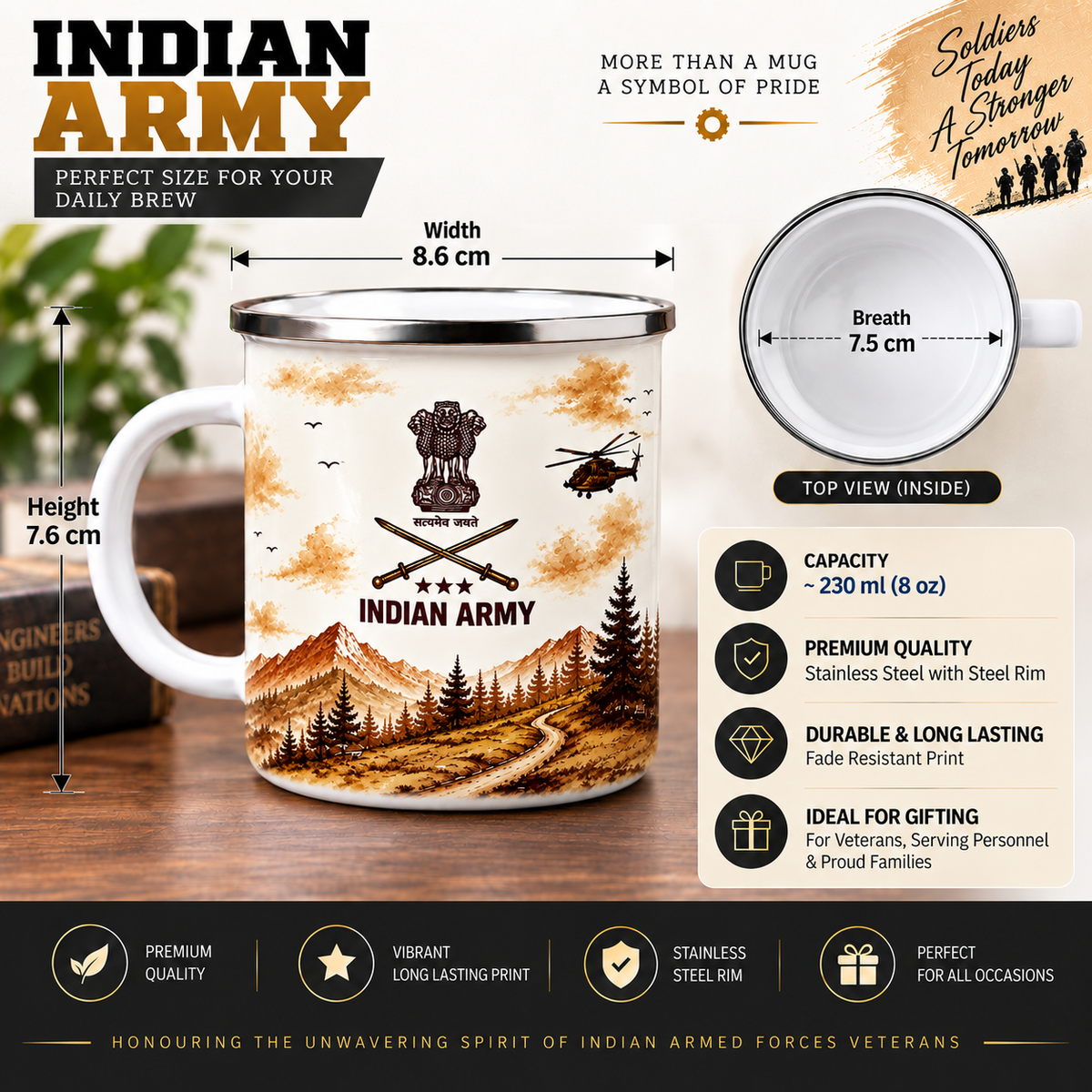 Indian Army Steel Mug