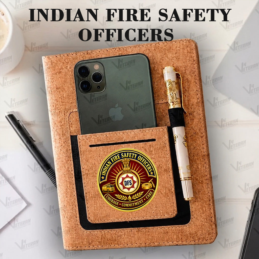 Classic Indian Fire Safety Officers Office Notebook with Phone–Card Pocket & Elastic Pen Loop
