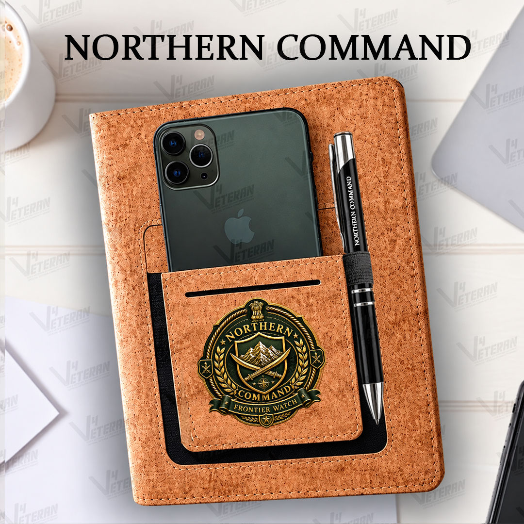 Legacy Northern Command (Veteran) Office Notebook with Phone–Card Pocket & Elastic Pen Loop (cork)