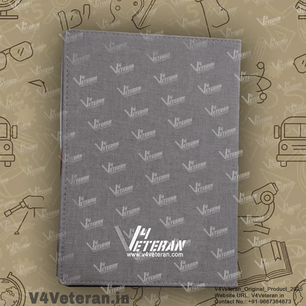 Classic Indian Navy(Veteran) Office Notebook with Phone–Card Pocket & Elastic Pen Loop