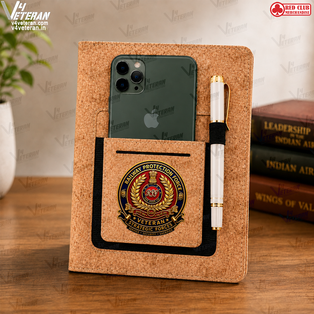 Legacy RPF (Veteran) Office Notebook with Phone–Card Pocket & Elastic Pen Loop (cork)