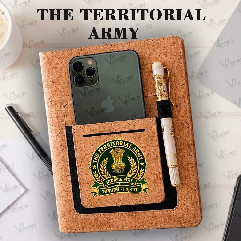 Classic Territorial Army Office Notebook with Phone–Card Pocket & Elastic Pen Loop