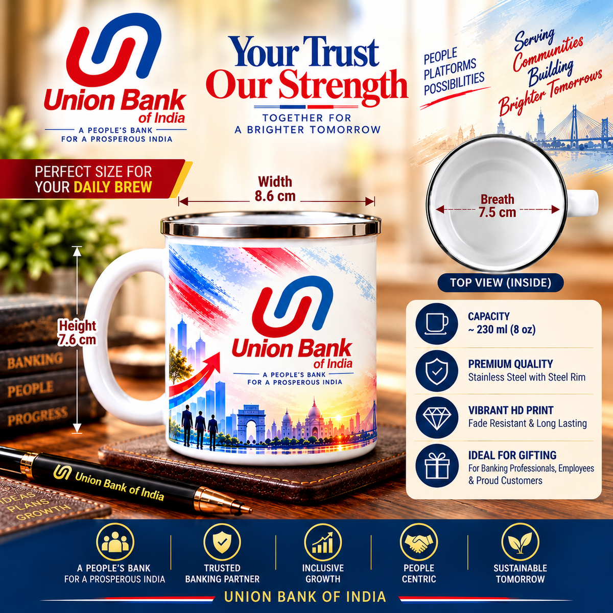 Union Bank of India Steel Mug