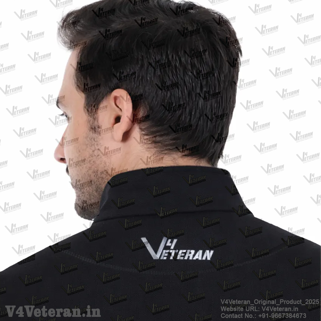 Indian Army Jacket (Zipper, Cotton Fleece 340GSM) for Veterans (Black)