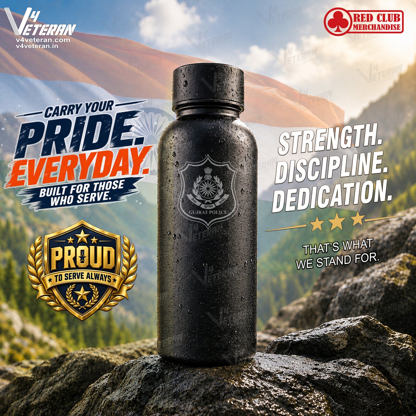 Gujarat Police Premium Black Water Bottle