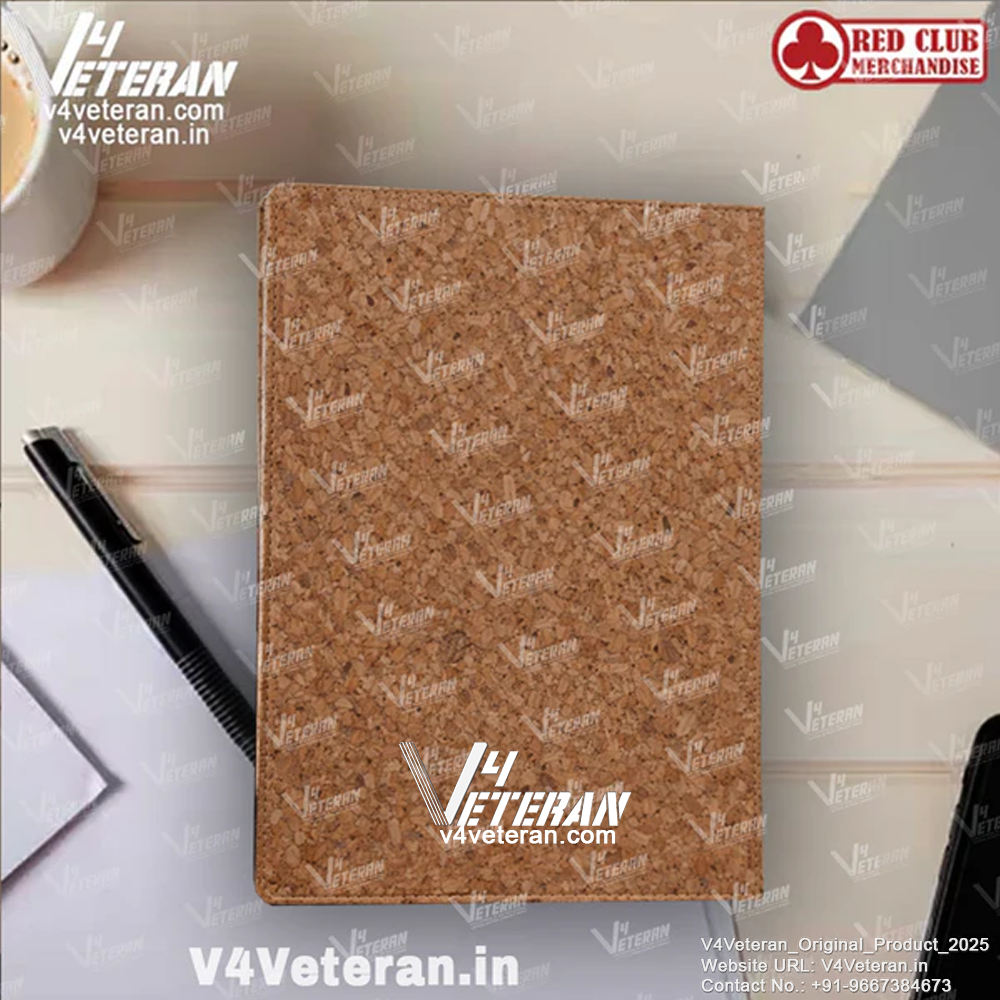 Classic SSB (Veteran) Office Notebook with Phone–Card Pocket & Elastic Pen Loop (cork)