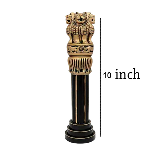 BLACK AND GOLD BRASS POLISHED WOODEN ASHOKA STAMBH 10"