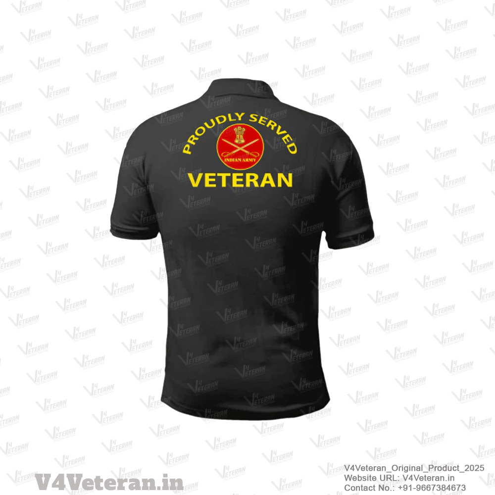 T-Shirts for Indian Army Veterans (Dri-Fit Polo, Crest, Black)