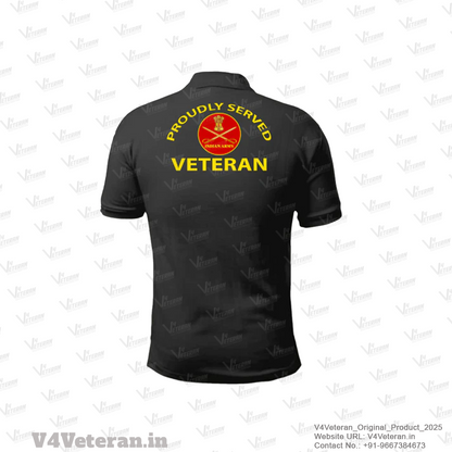 T-Shirts for Indian Army Veterans (Dri-Fit Polo, Crest, Black)