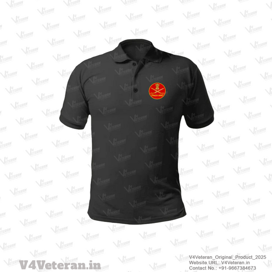 T-Shirts for Indian Army Veterans (Dri-Fit Polo, Crest, Black)
