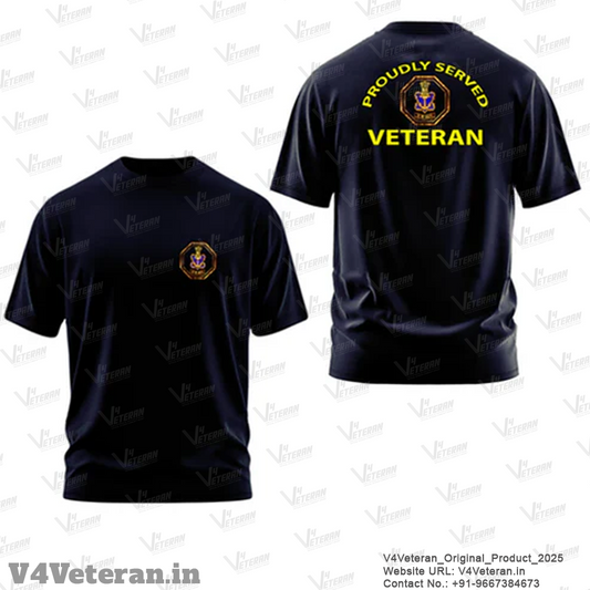 T-Shirts for Indian Navy (Cotton Round Neck, Proudly Served, Dark Blue)