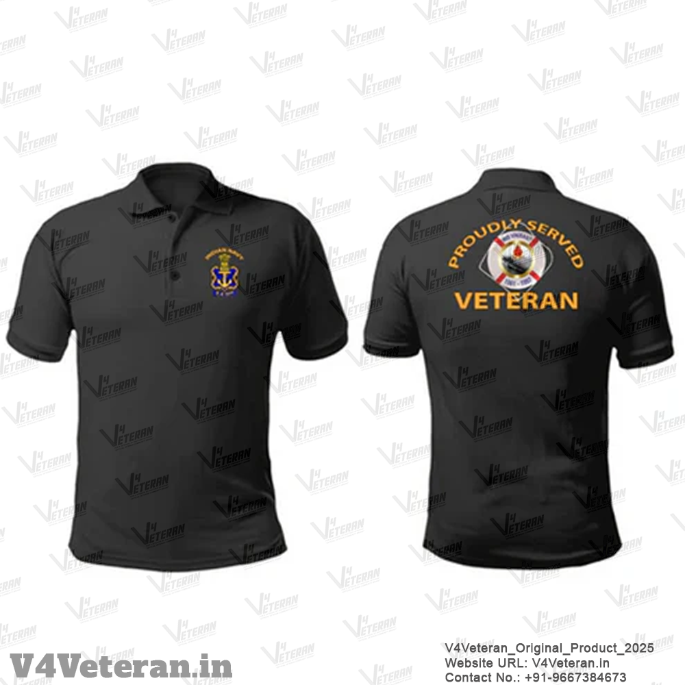 T-Shirts for Indian Navy Veterans (Dri-Fit Polo, Vikrant, Black)