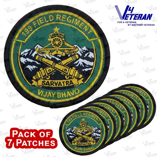199 Field Regiment Iron-On Woven/ Embroidered Patches (DIY) for T-Shirts, Bags, Tracksuits & Waistcoats (Pack of 7)