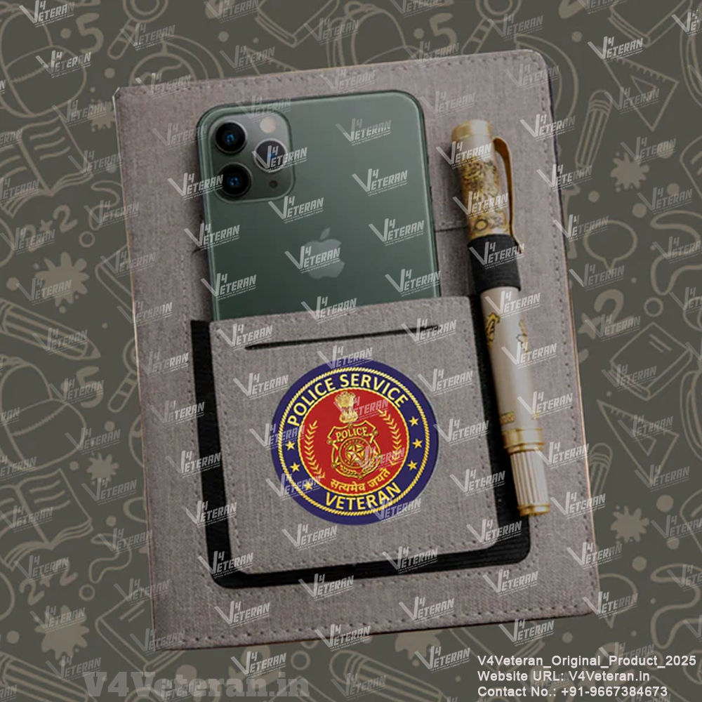 Classic Police Service  (Veteran) Office Notebook with Phone–Card Pocket & Elastic Pen Loop