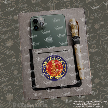 Classic Police Service  (Veteran) Office Notebook with Phone–Card Pocket & Elastic Pen Loop