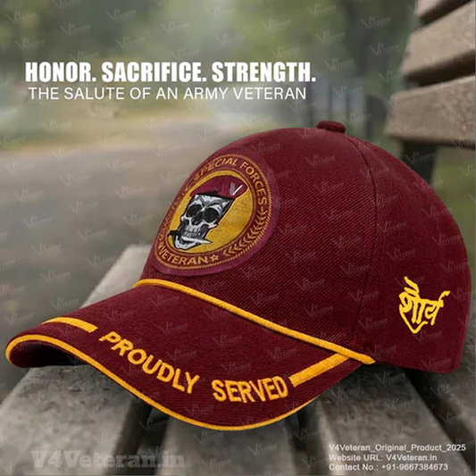 Special Forces-Proudly Served (Maroon) Veterans Baseball Cap (Cotton)