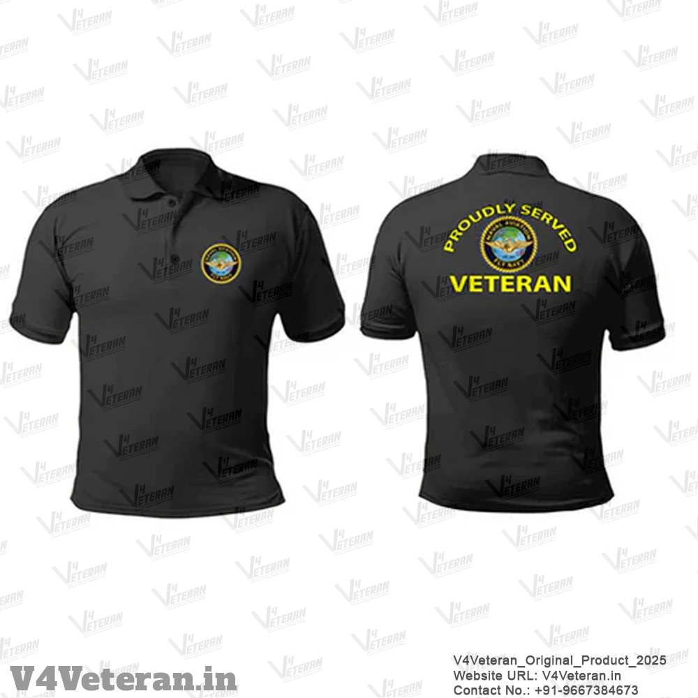 T-Shirts for Indian Navy Veterans (Dri-Fit Polo, Naval Aviation, Black)