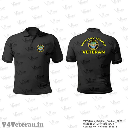T-Shirts for Indian Navy Veterans (Dri-Fit Polo, Naval Aviation, Black)