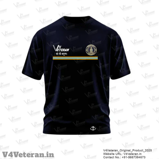 T-Shirts for Indian Navy (Cotton Round Neck, V4Veteran, Dark Blue)