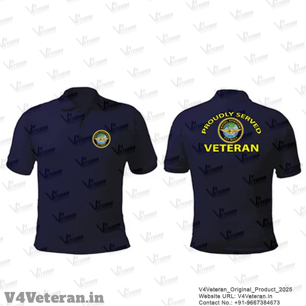 T-Shirts for Indian Navy Veterans (Dri-Fit Polo, Naval Aviation, Dark Blue)