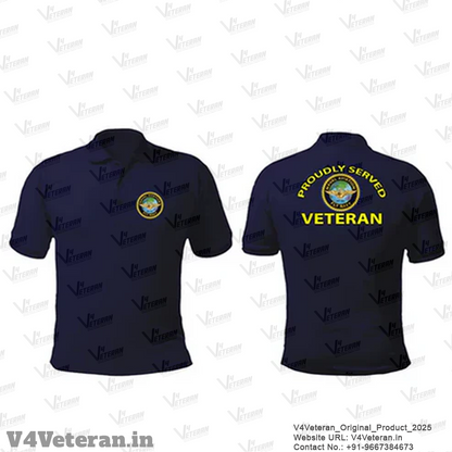 T-Shirts for Indian Navy Veterans (Dri-Fit Polo, Naval Aviation, Dark Blue)