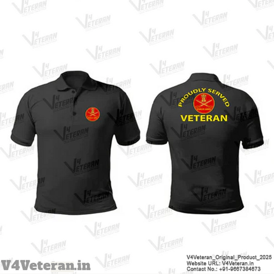 T-Shirts for Indian Army Veterans (Dri-Fit Polo, Crest, Black)