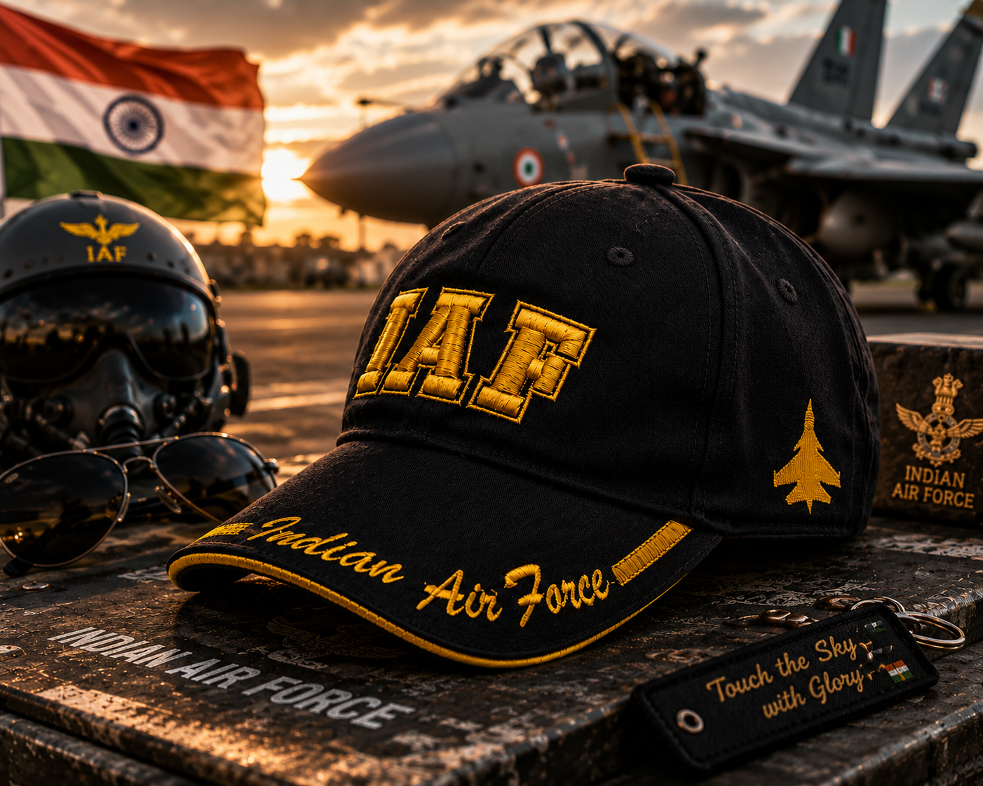 Indian Air Force (Black) Baseball Cap - Cotton