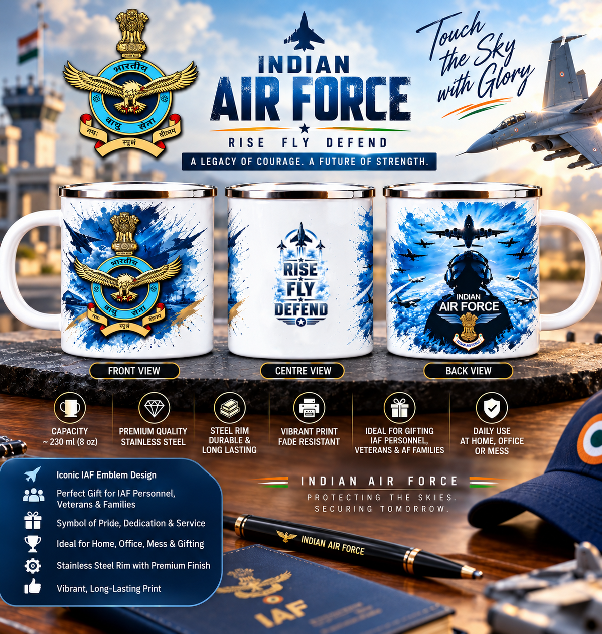 Indian Air Force Steel Mug D2