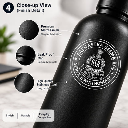 Personalised Stainless Steel Bottle 500ml | Custom Logo & Name Engraving | Matte Black Water Bottle | Premium Corporate Gift