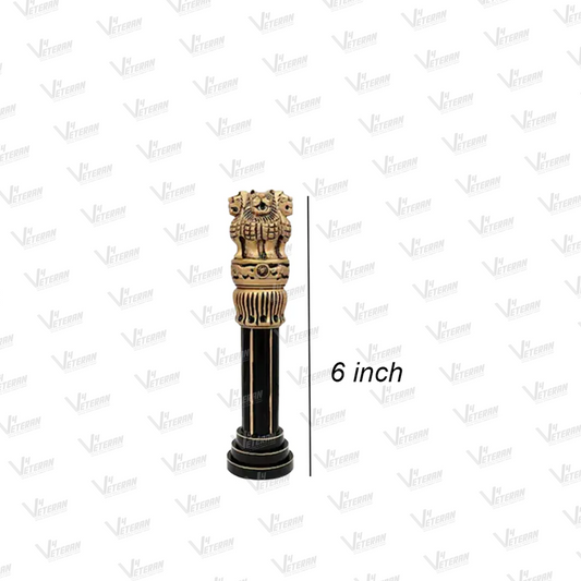 BLACK AND GOLD BRASS POLISHED WOODEN ASHOKA STAMBH 6"