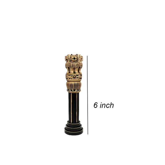 BLACK AND GOLD BRASS POLISHED WOODEN ASHOKA STAMBH 6"