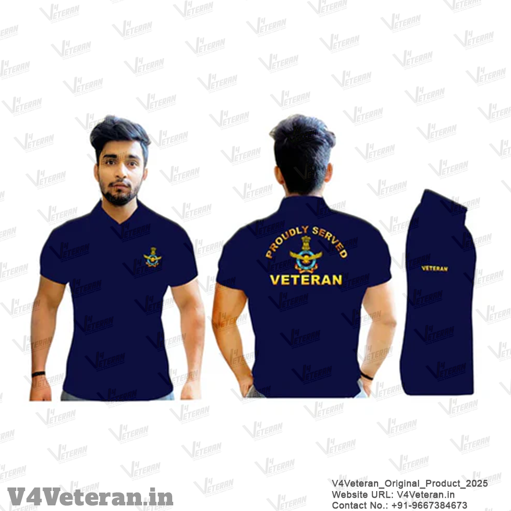 T-Shirts for Indian Air Force Veterans (Dri-Fit Polo, Crest, Dark Blue)