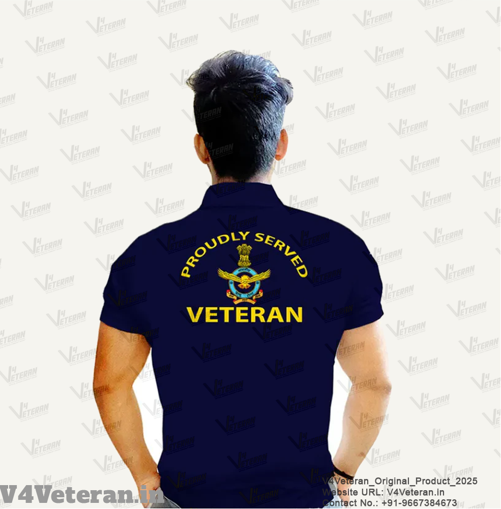 T-Shirts for Indian Air Force Veterans (Dri-Fit Polo, Crest, Dark Blue)