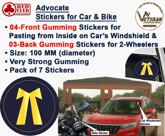 Advocate - Car & Bike Stickers – 4 Inside Glass for Cars + 3 Back Gumming for 2-Wheelers (7 pcs)
