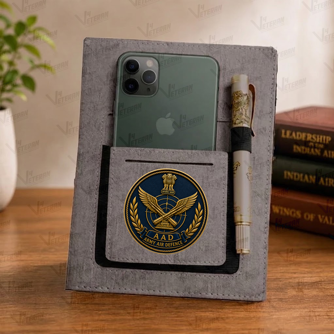 Classic  Army Air Defence Office Notebook with Phone–Card Pocket & Elastic Pen Loop