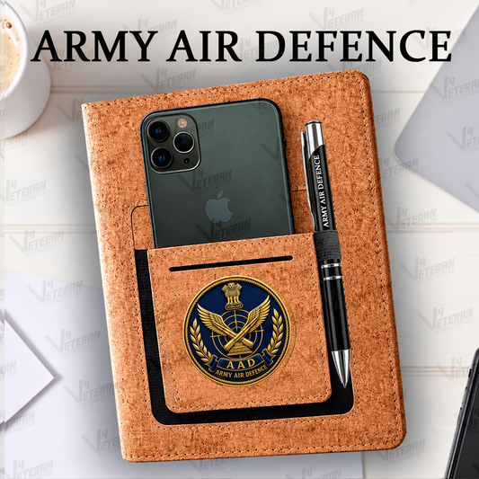 Classic Army Air Defence Office Notebook with Phone–Card Pocket & Elastic Pen Loop - Cork