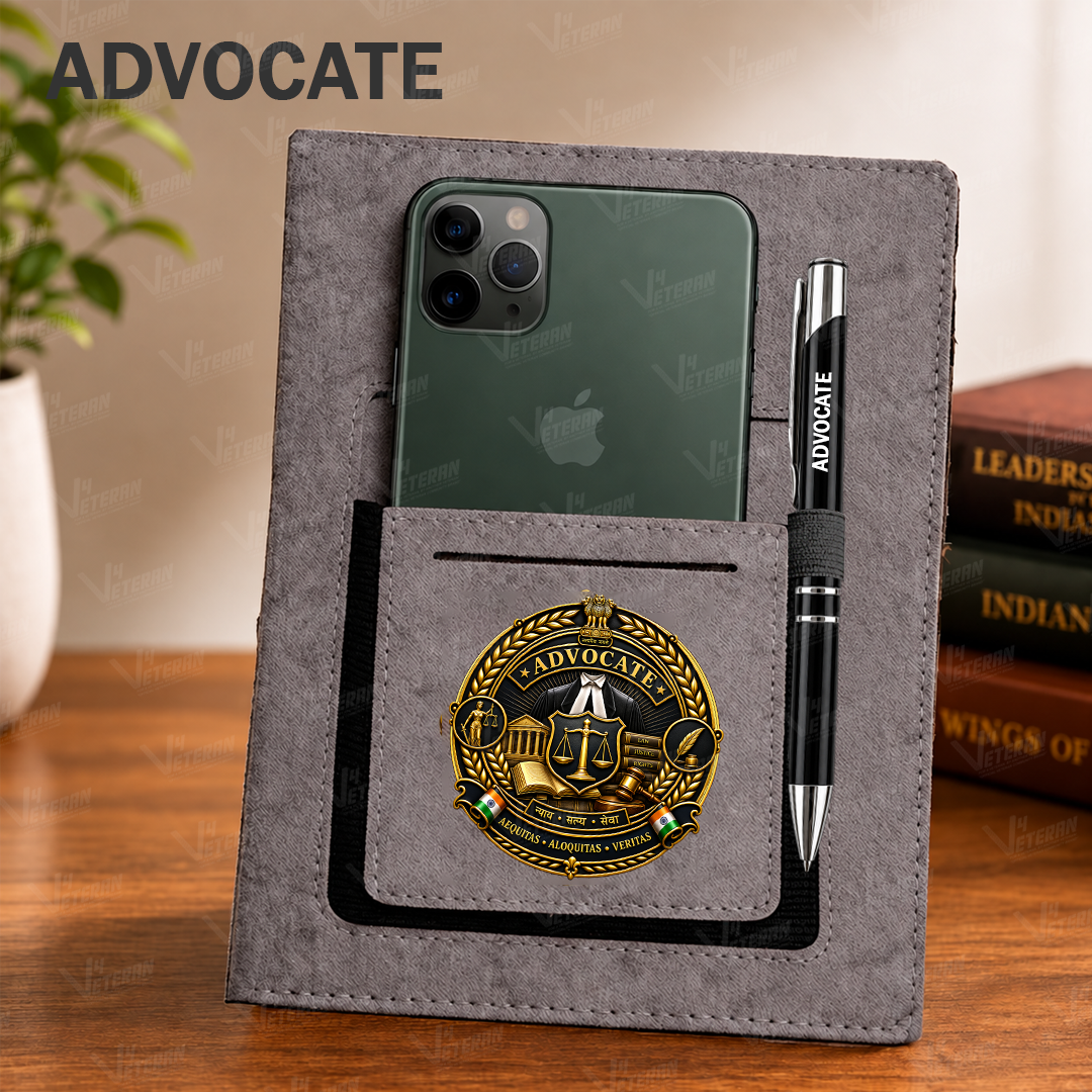 Classic ADVOCATE (Veteran) Office Notebook with Phone–Card Pocket & Elastic Pen Loop