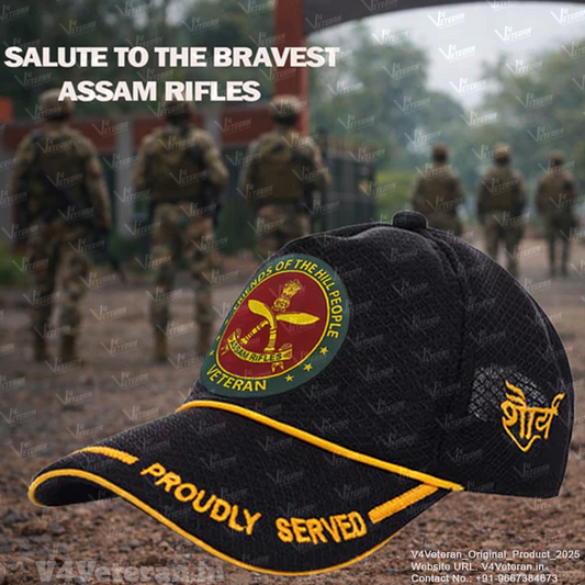 Assam Rifles-Proudly Served (Black) Veterans Baseball Cap
