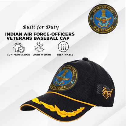 Indian Air force (Black) Officers' Baseball Cap for Veterans