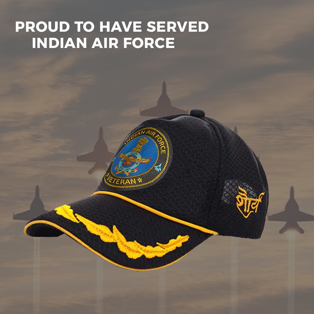 Indian Air force (Black) Officers' Baseball Cap for Veterans