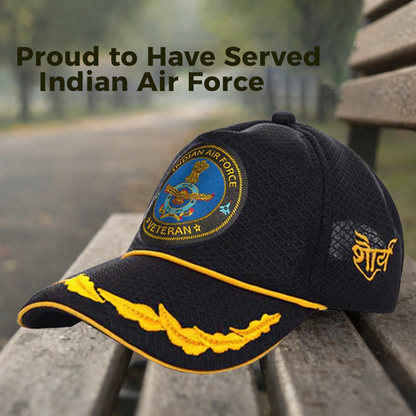 Indian Air force (Black) Officers' Baseball Cap for Veterans