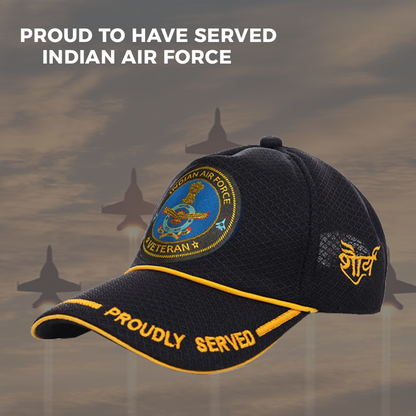 Indian Air force (Black) Proudly Served Baseball Cap for Veterans
