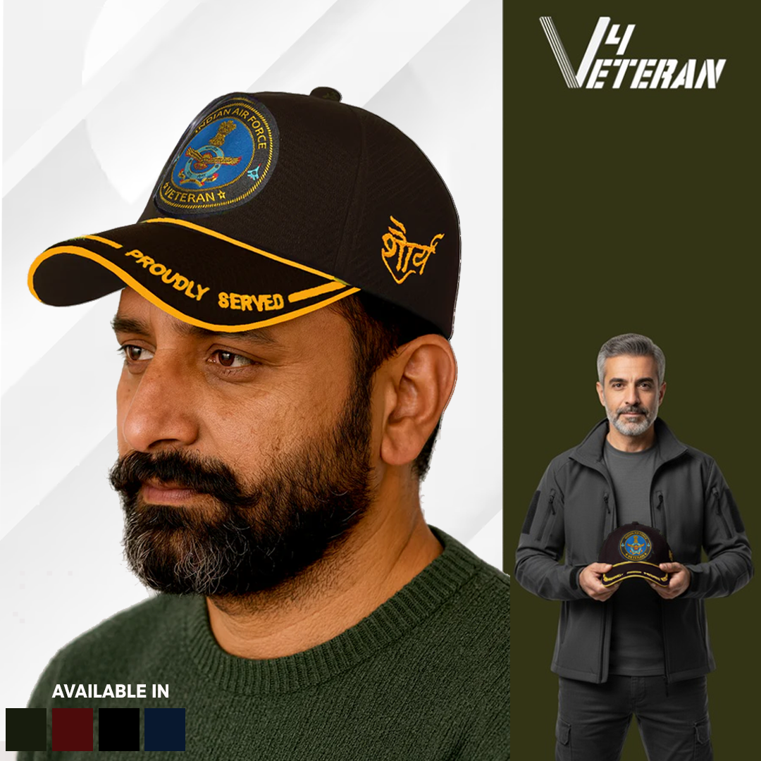 Indian Air force (Black) Proudly Served Baseball Cap for Veterans