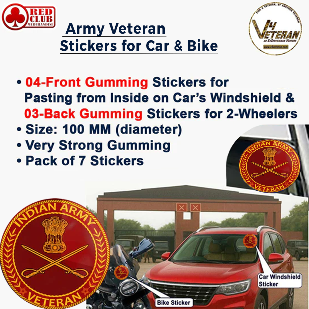 Air Force Veteran Car & Bike Stickers – 4 Inside Glass for Cars + 3 Back Gumming for 2-Wheelers (7 pcs)