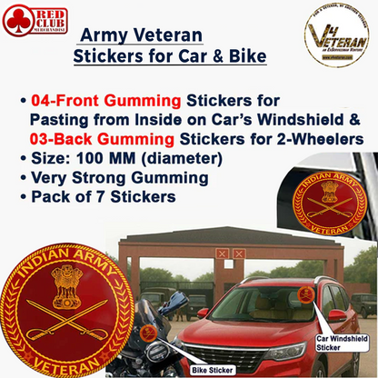 Air Force Veteran Car & Bike Stickers – 4 Inside Glass for Cars + 3 Back Gumming for 2-Wheelers (7 pcs)