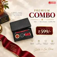 Indian Army Veteran Gift Box – Premium Pen, Keychain & Lapel Pin