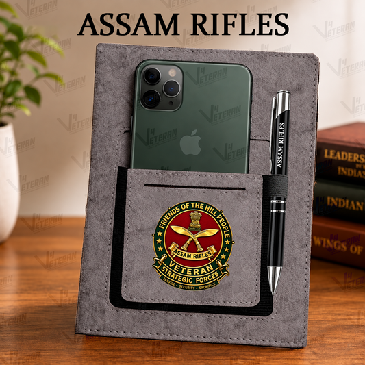 Legacy Assam Rifles (Veteran) Office Notebook with Phone–Card Pocket & Elastic Pen Loop